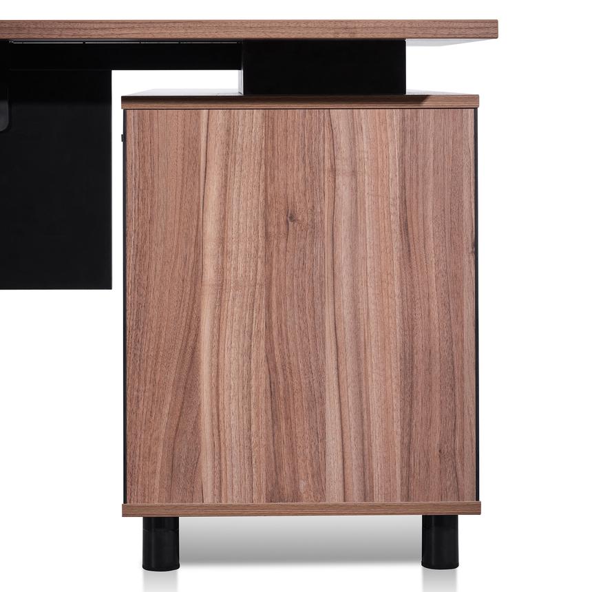 1.8m Executive Desk Left Return with Black Legs - Walnut