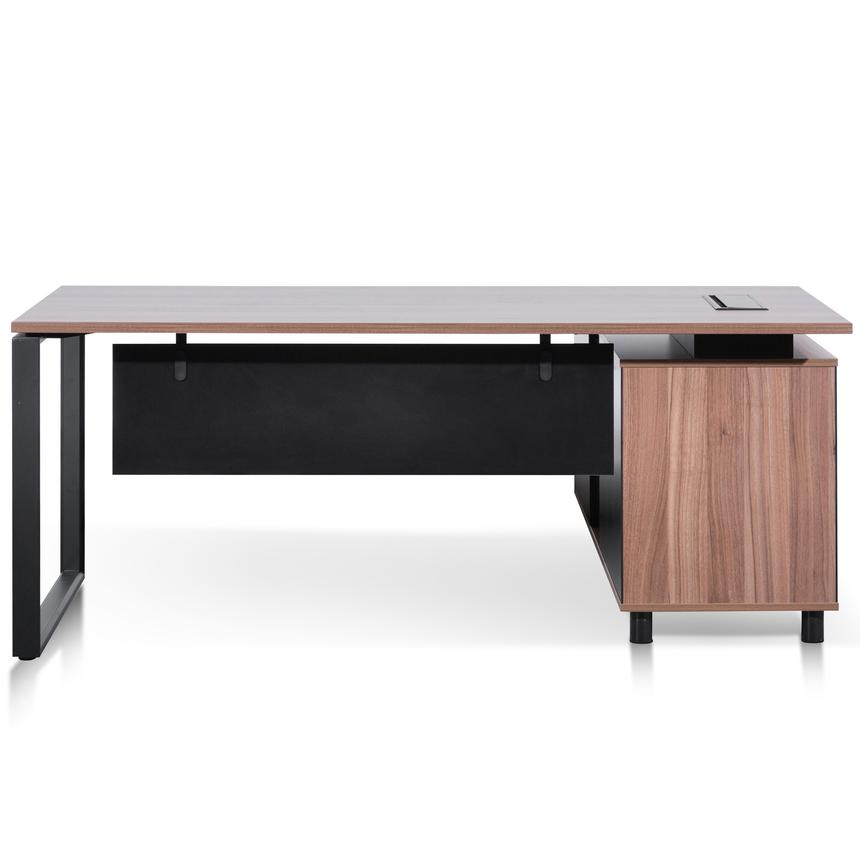 1.8m Executive Desk Left Return with Black Legs - Walnut