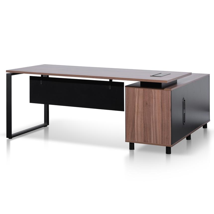 1.8m Executive Desk Left Return with Black Legs - Walnut