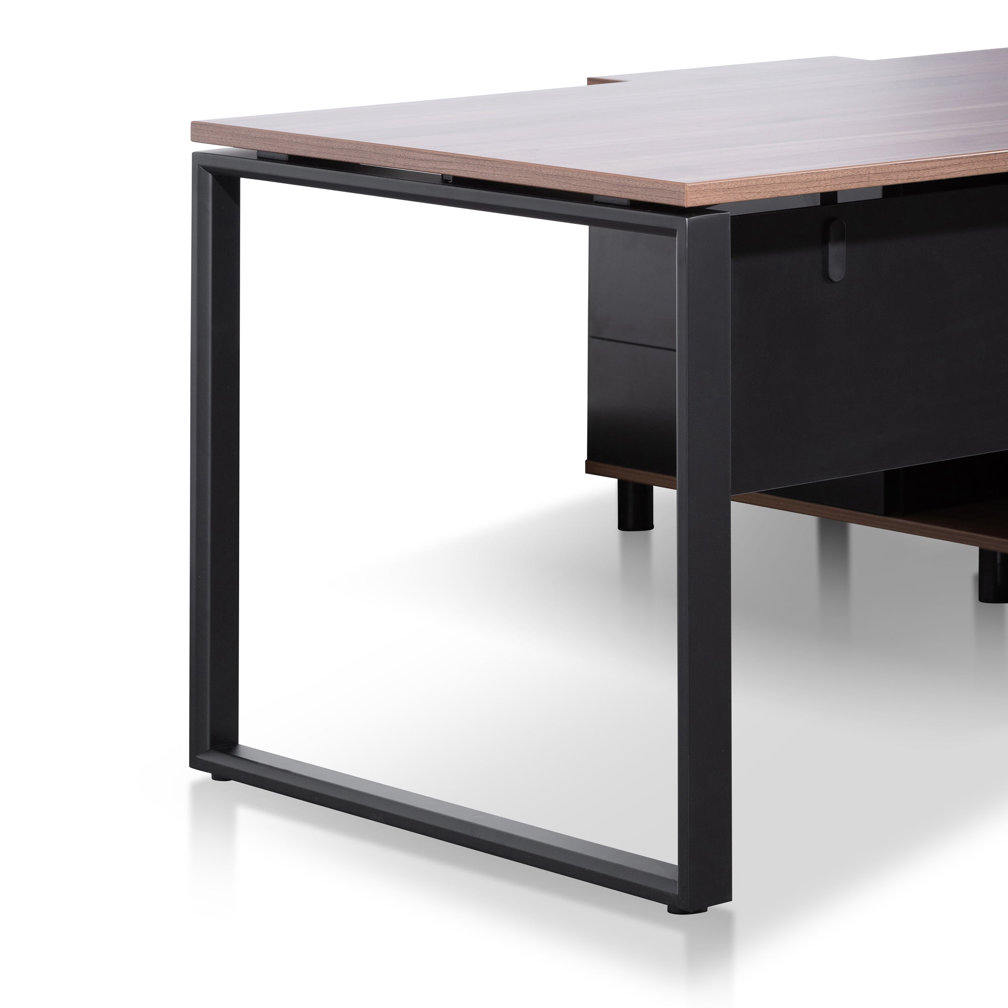 1.8m Executive Desk Left Return with Black Legs - Walnut