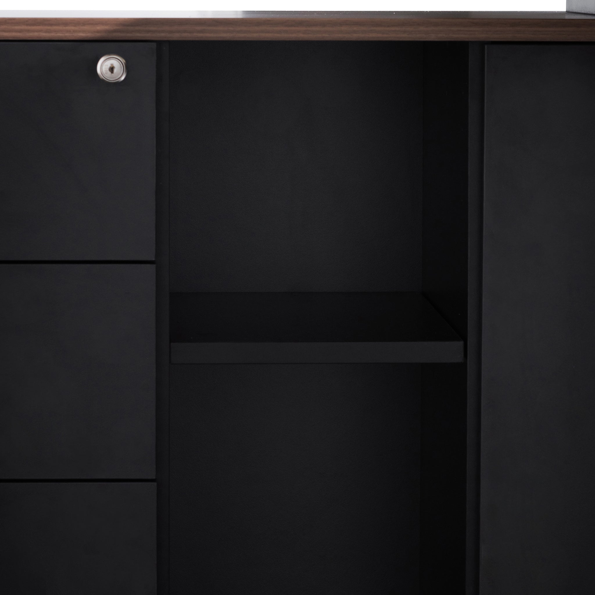1.8m Executive Desk Left Return with Black Legs - Walnut - image 6