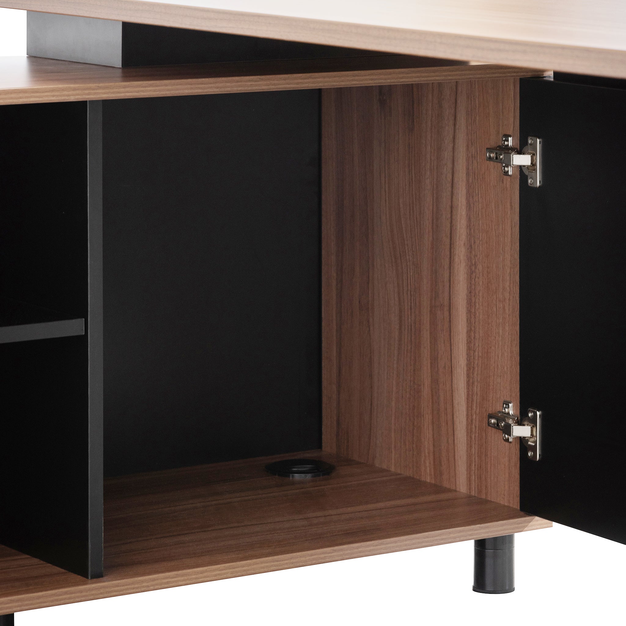 1.8m Executive Desk Left Return with Black Legs - Walnut - image 7