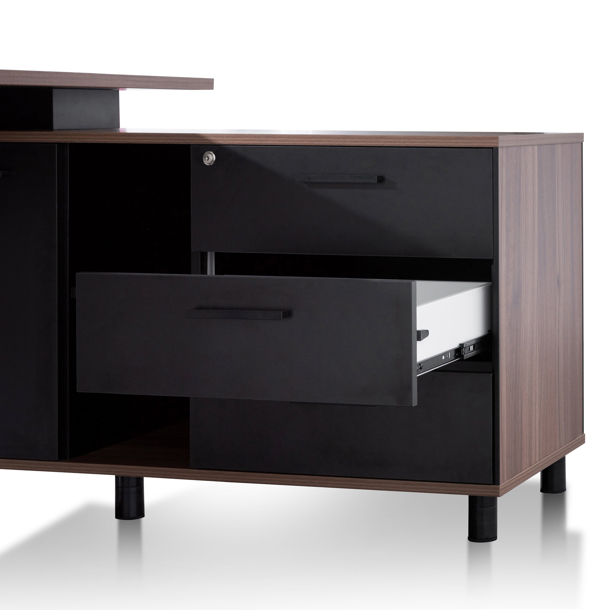 1.8m Executive Desk Right Return with Black Legs - Walnut - image 10