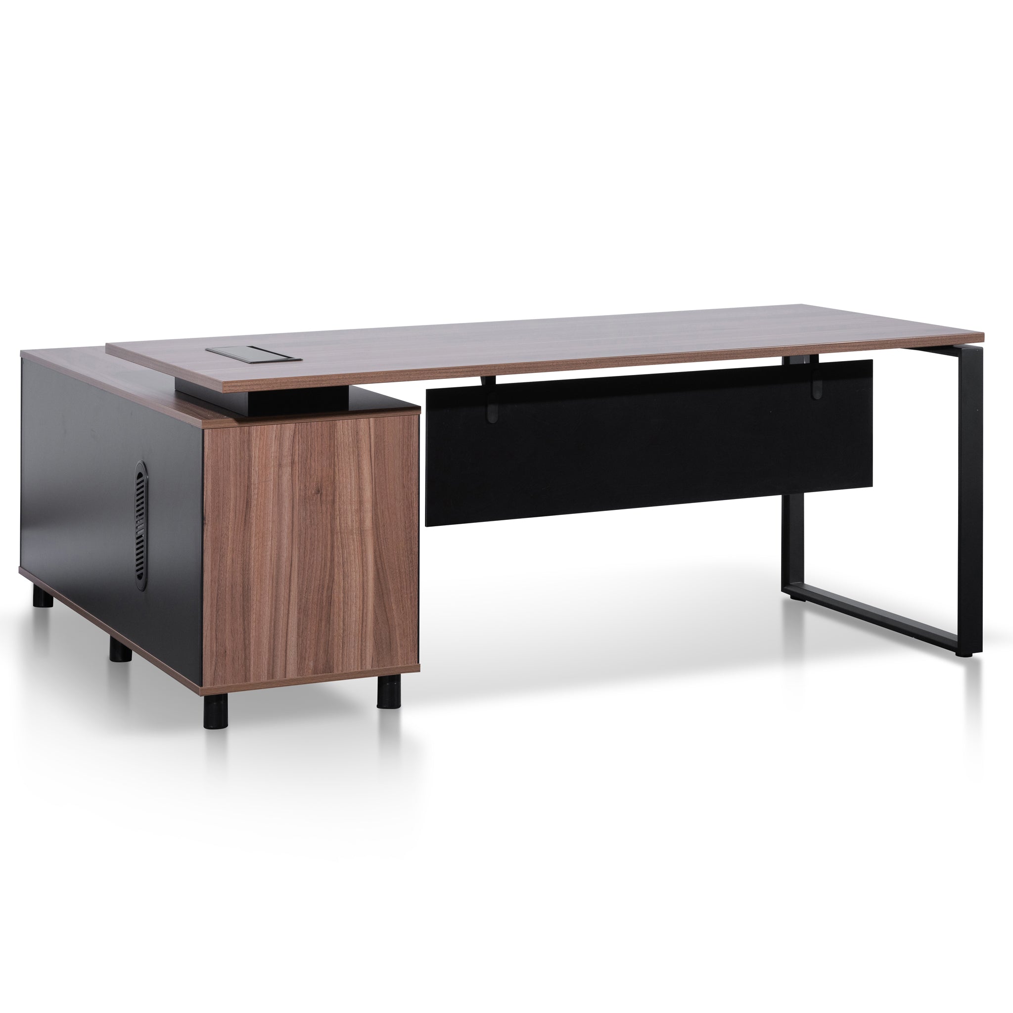 1.8m Executive Desk Right Return with Black Legs - Walnut - image 3