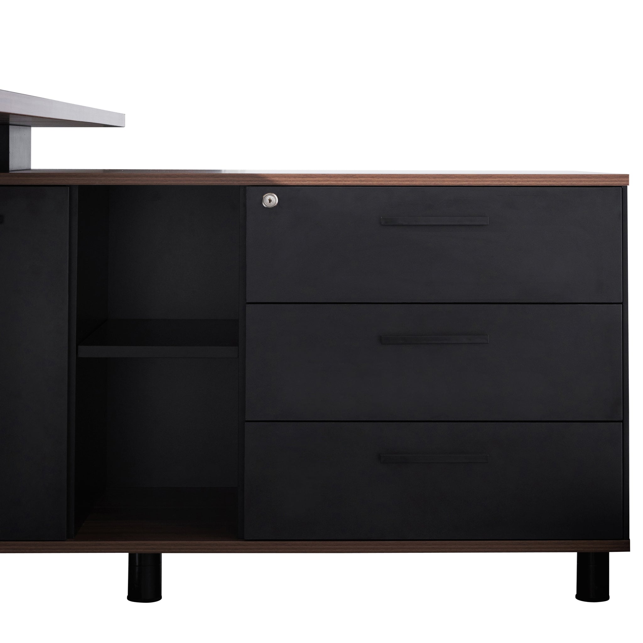 1.8m Executive Desk Right Return with Black Legs - Walnut - image 5