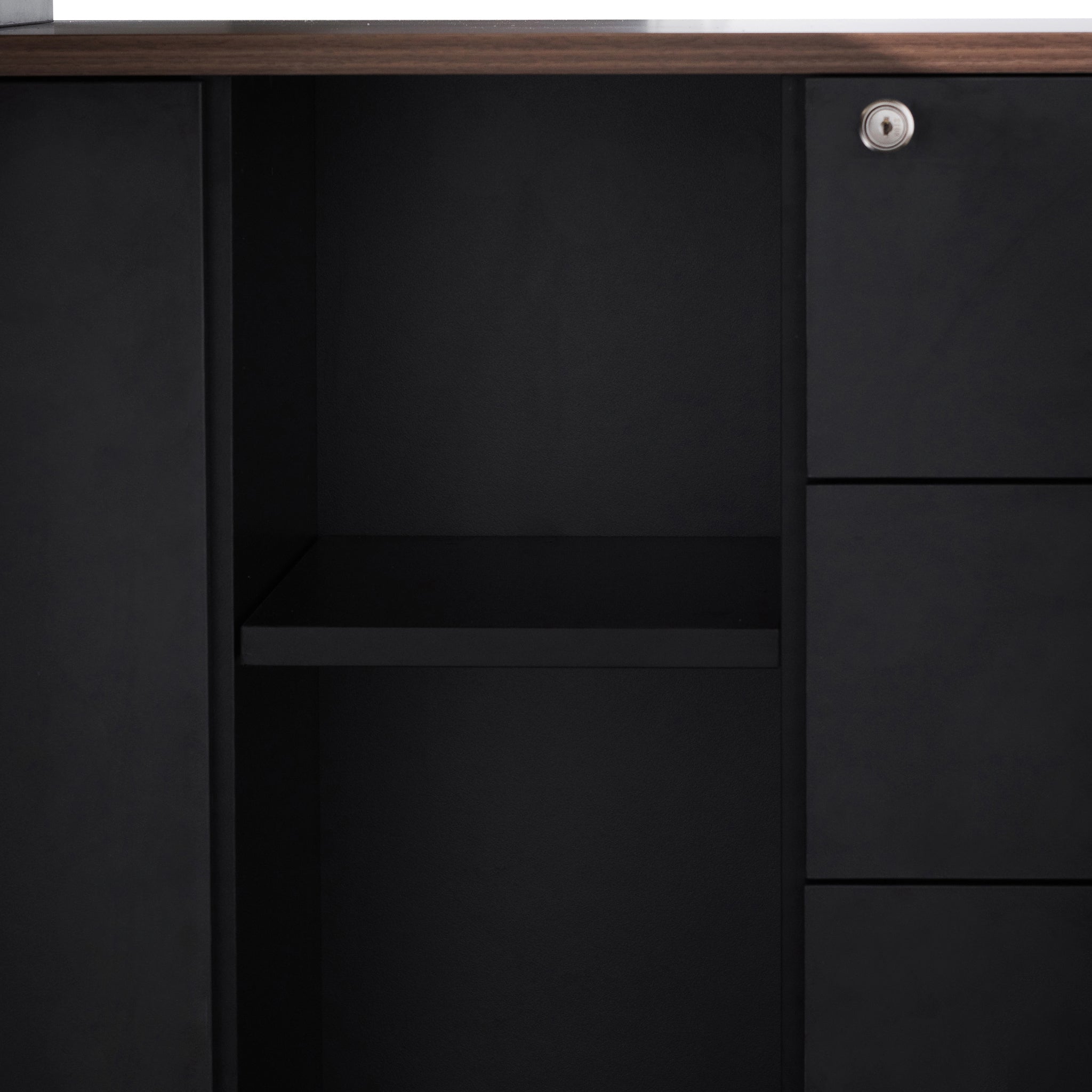 1.8m Executive Desk Right Return with Black Legs - Walnut - image 6