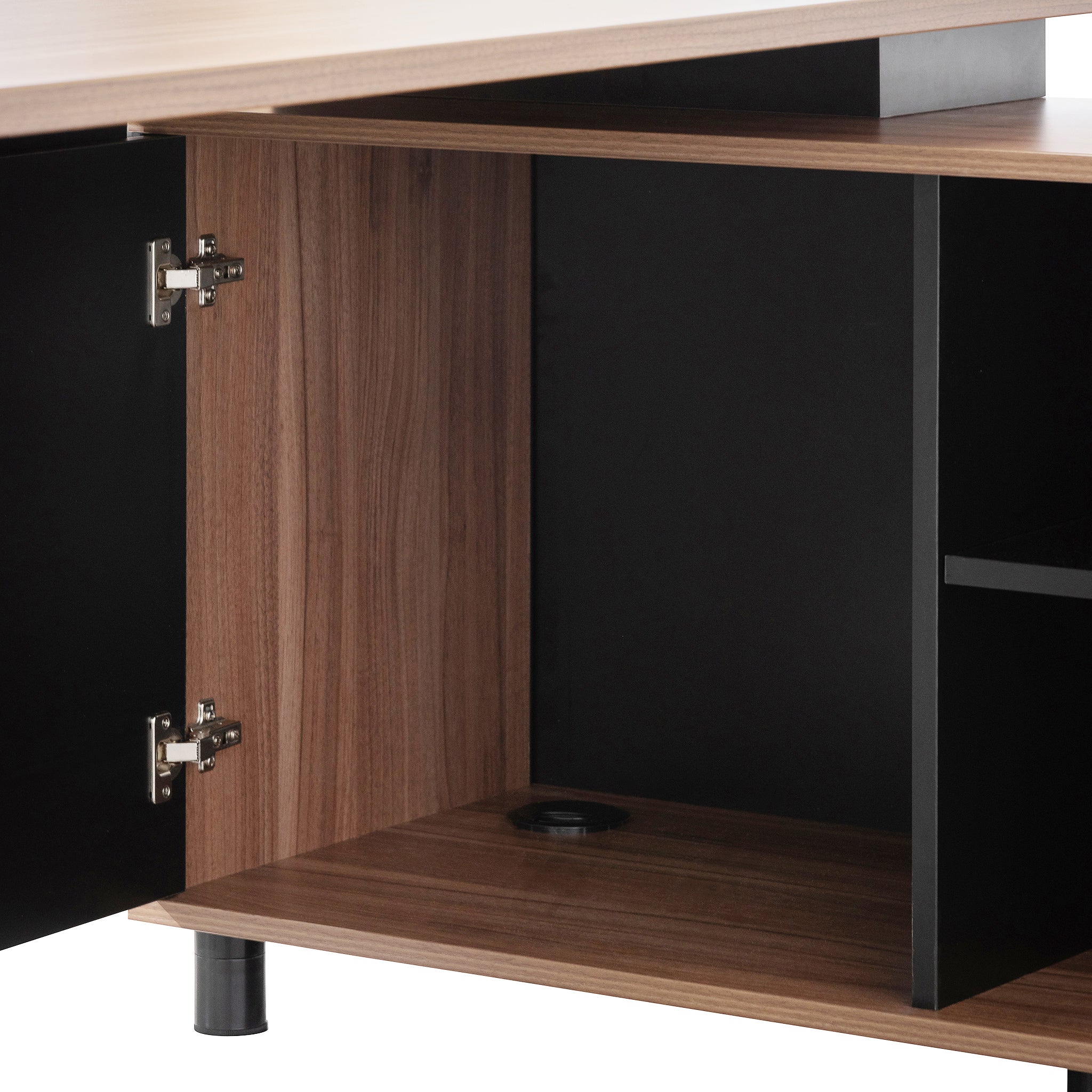 1.8m Executive Desk Right Return with Black Legs - Walnut - image 7