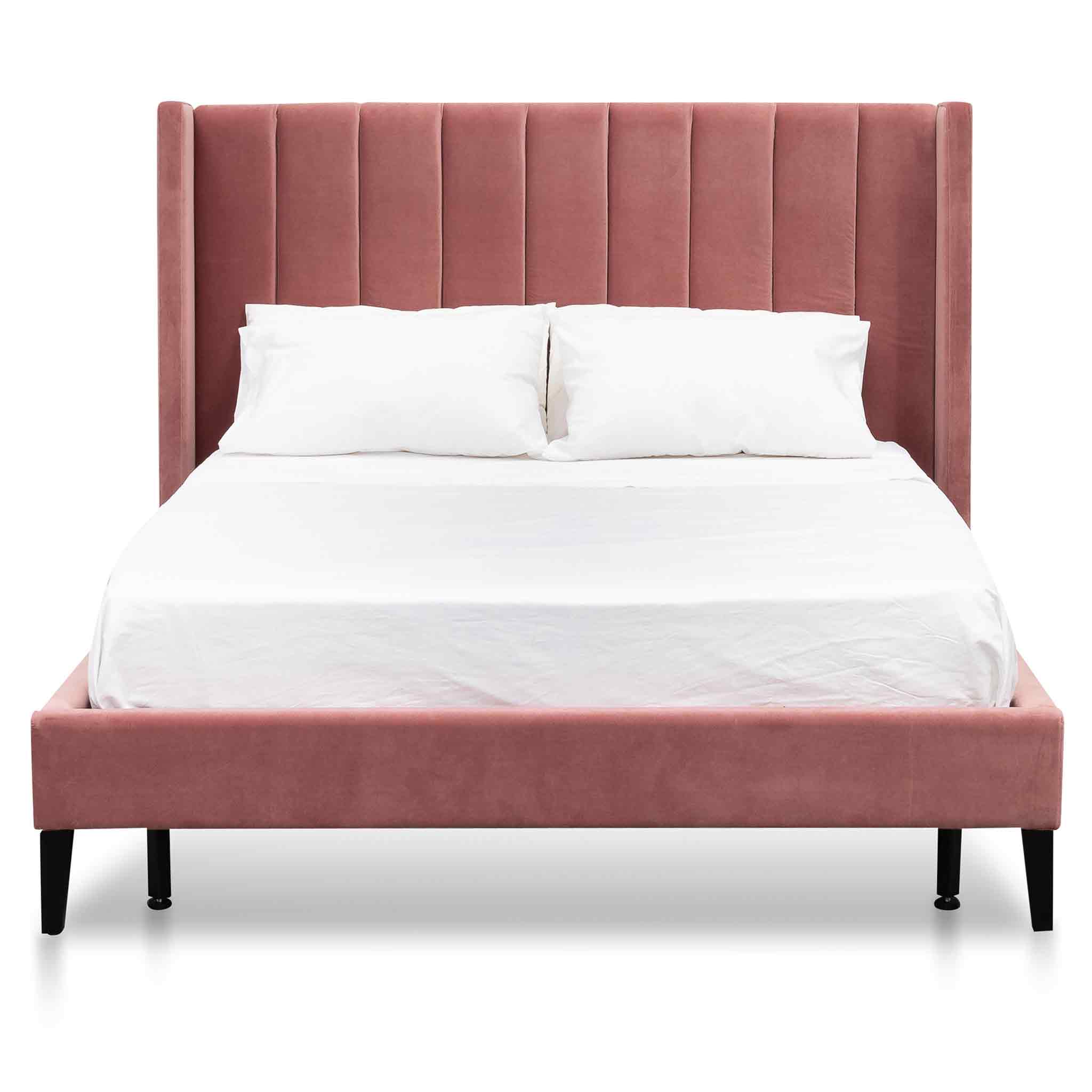 King Bed Frame - Blush Peach Velvet - image 2