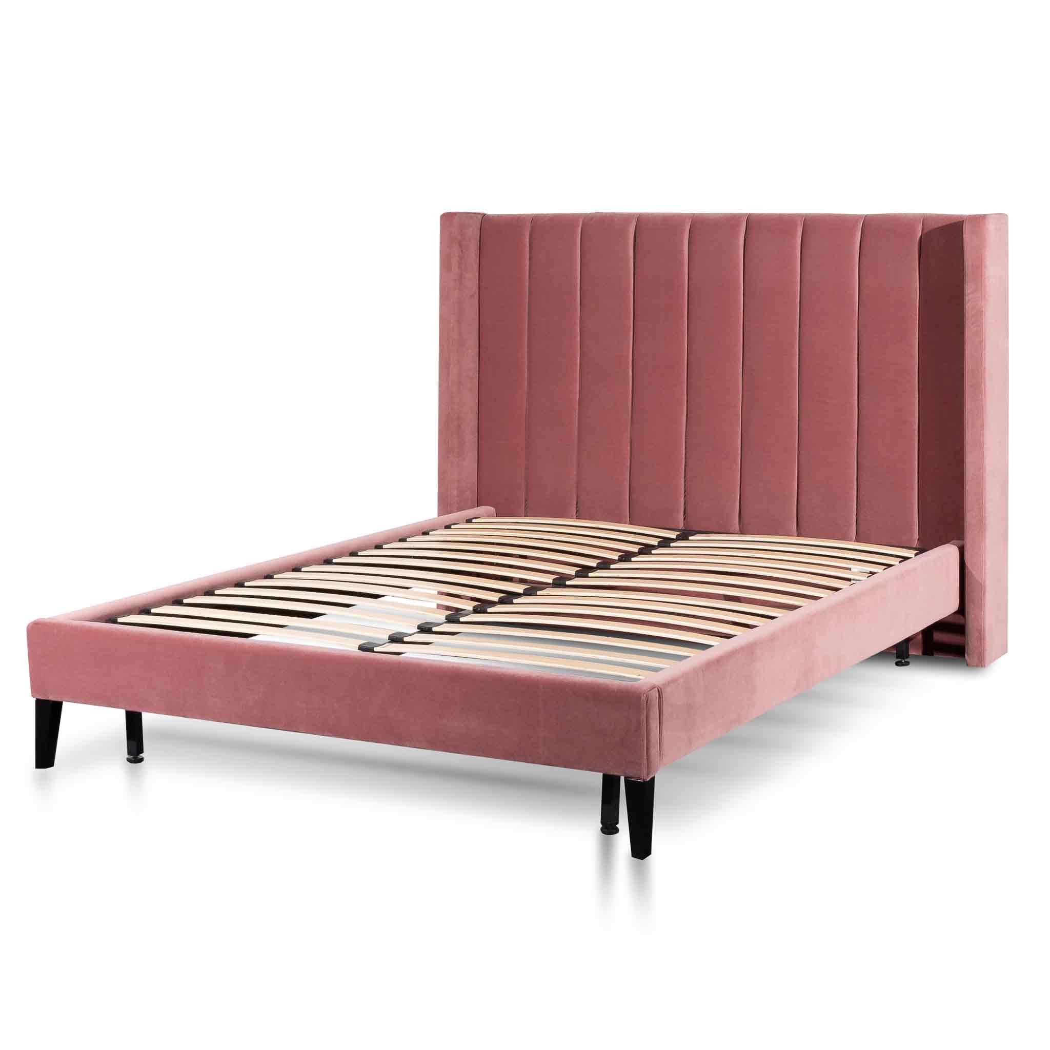 King Bed Frame - Blush Peach Velvet - image 3
