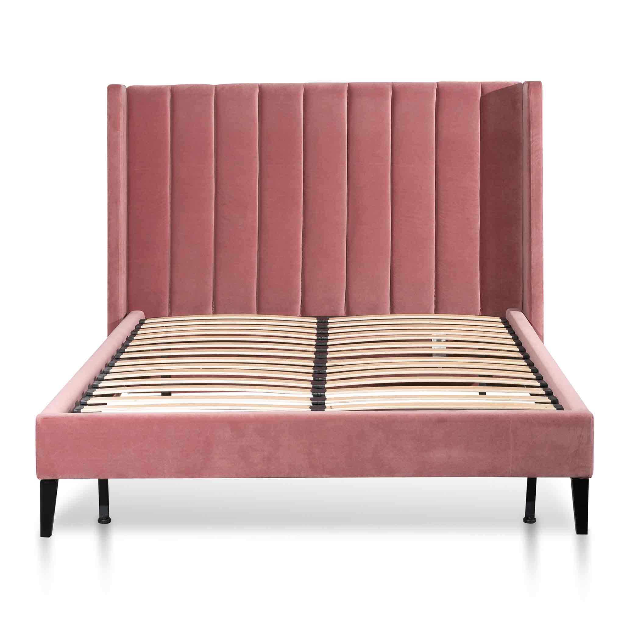 King Bed Frame - Blush Peach Velvet - image 4