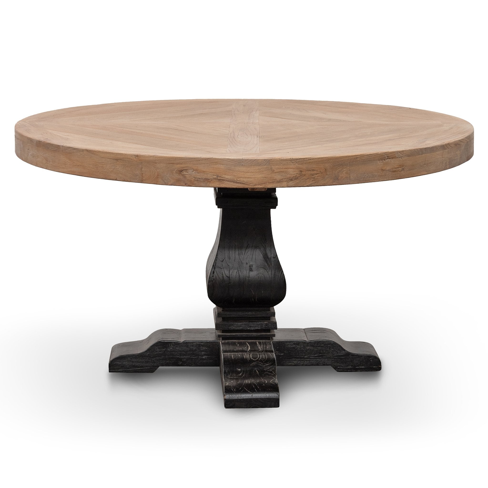 1.4m Natural Round Dining Table - Black Base