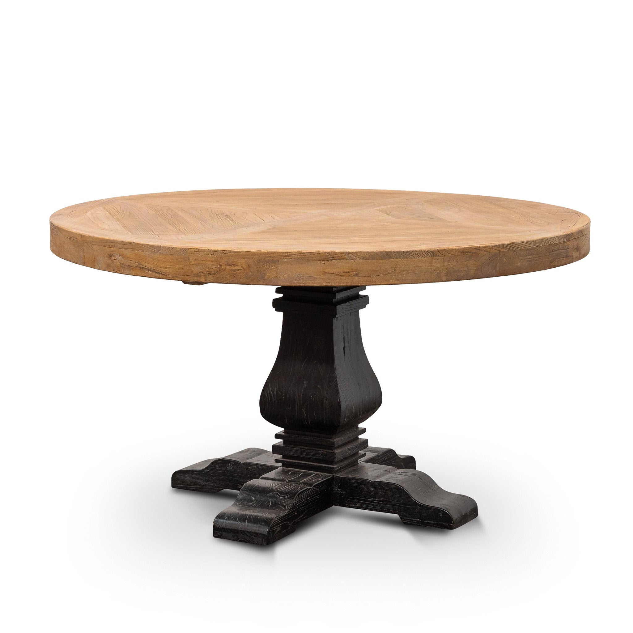 1.4m Natural Round Dining Table - Black Base