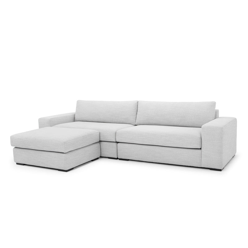 3 Seater Sofa With Chaise - Light Texture Grey