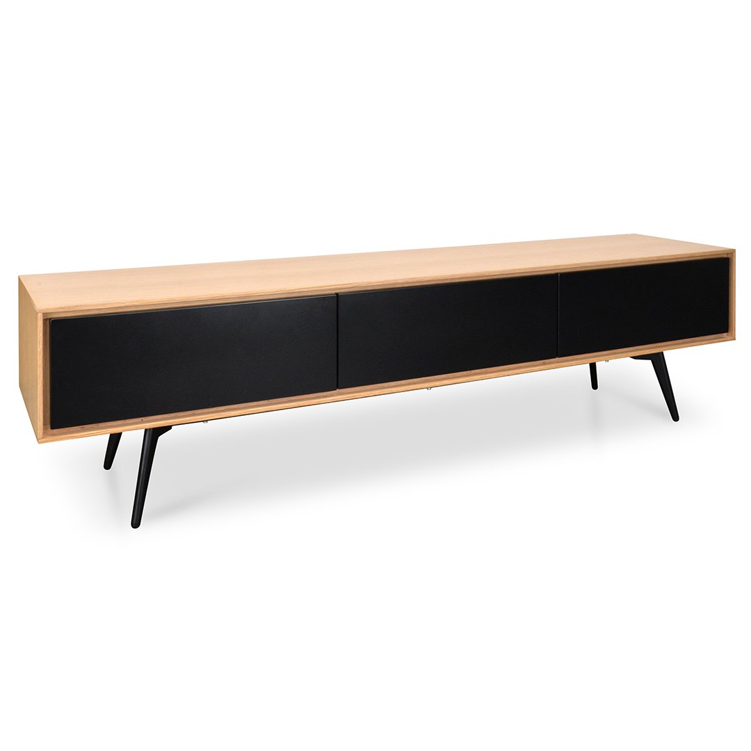 TV Unit With Black Drawers - Natural