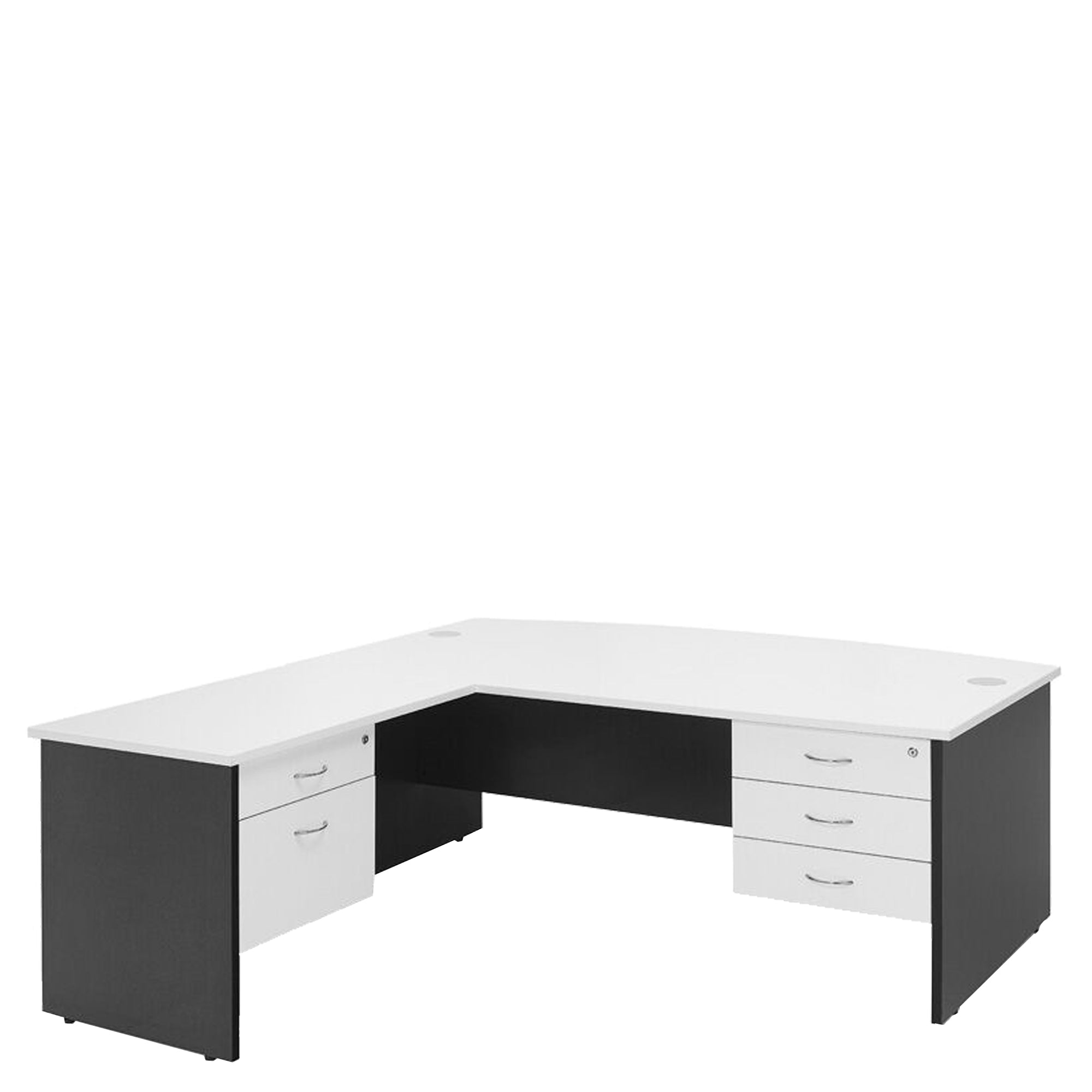 Bow Front Office Desk - White