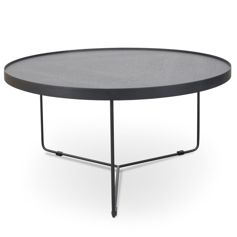 CCF391L-BB 90cm Round Coffee Table - Black Oak Top - Black Frame - Last one