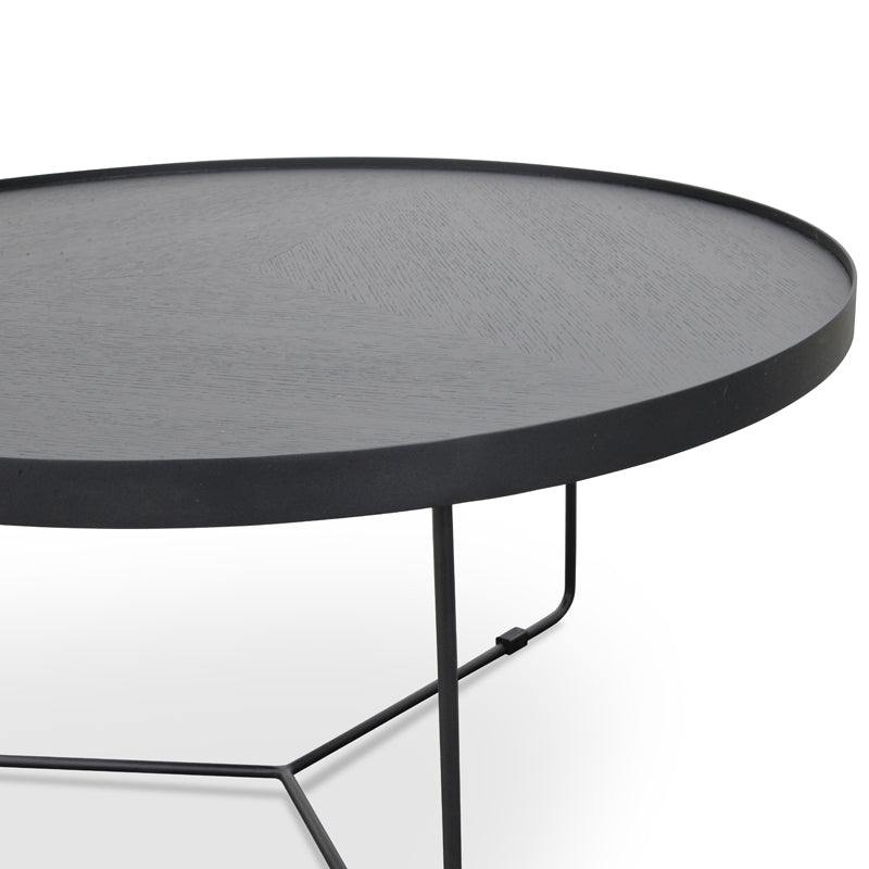 CCF391L-BB 90cm Round Coffee Table - Black Oak Top - Black Frame - Last one