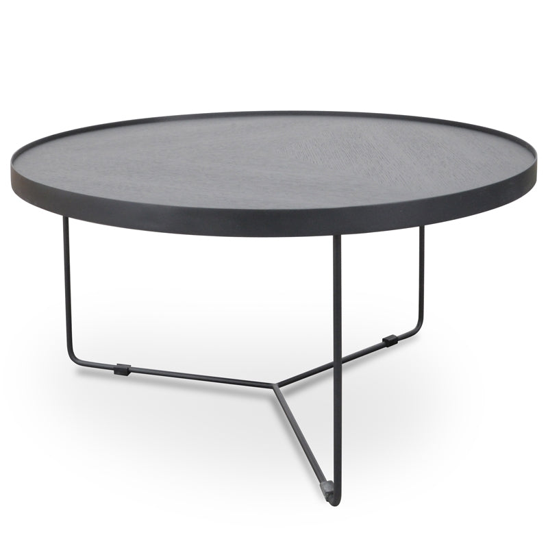 CCF391L-BB 90cm Round Coffee Table - Black Oak Top - Black Frame - Last one
