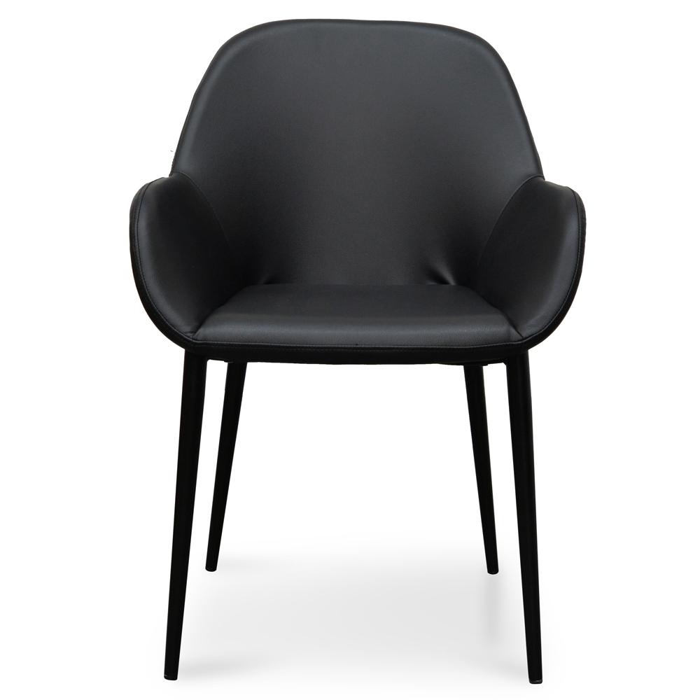 Dining chair - Black PU - Black Legs