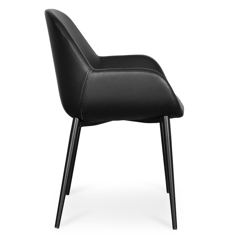 Dining chair - Black PU - Black Legs