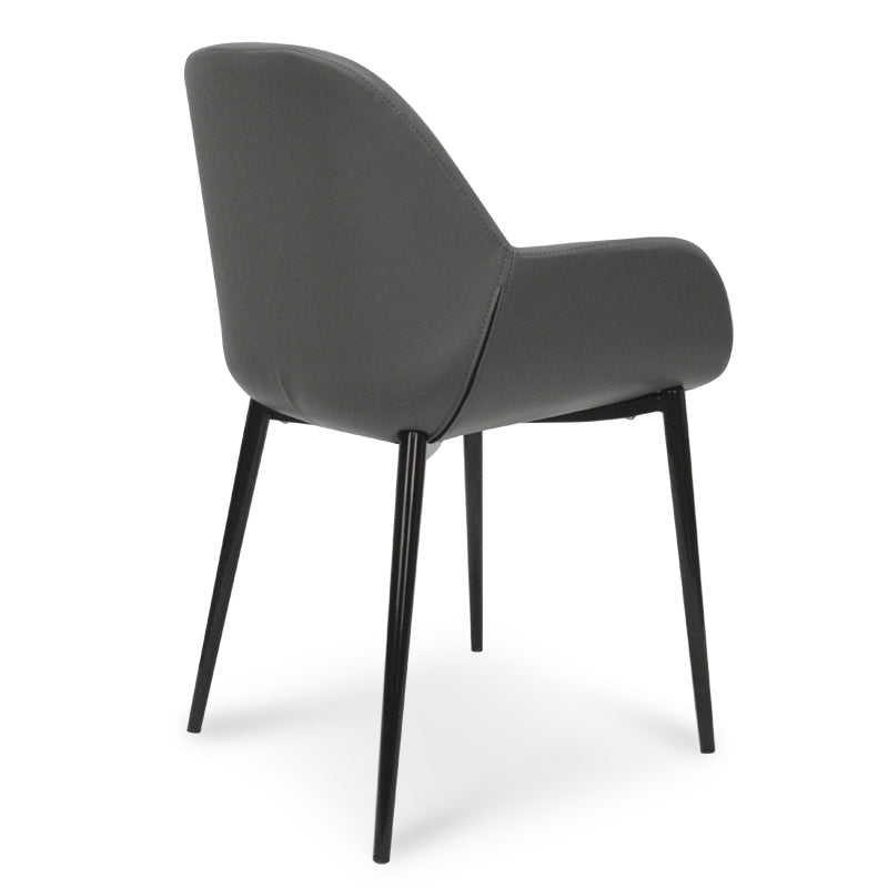Dining Chair in Charcoal Grey PU With Black Legs (Set of 2) - image 2