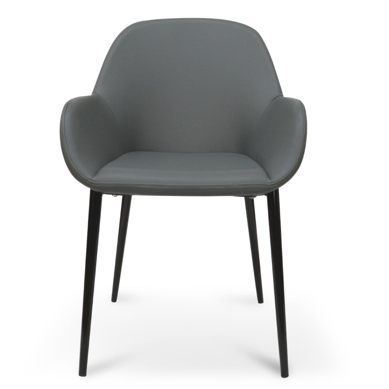 CDC962-SD Dining Chair in Charcoal Grey PU With Black Legs (Set of 2)