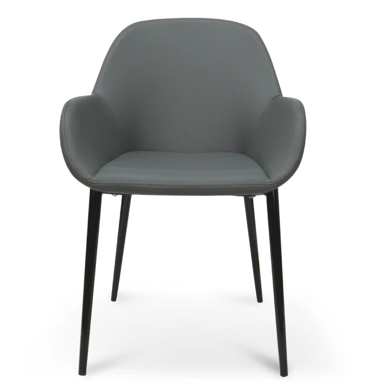 Ranino Dining Chair in Charcoal Grey PU With Black Legs (Set of 2)