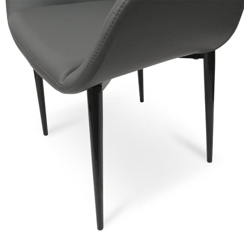 Dining Chair in Charcoal Grey PU With Black Legs (Set of 2) - image 7