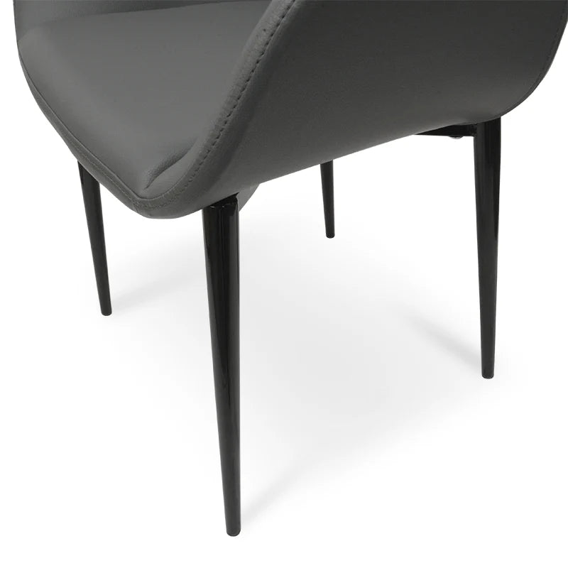 Ranino Dining Chair in Charcoal Grey PU With Black Legs (Set of 2)