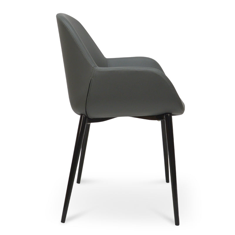 CDC962-SD Dining Chair in Charcoal Grey PU With Black Legs (Set of 2)