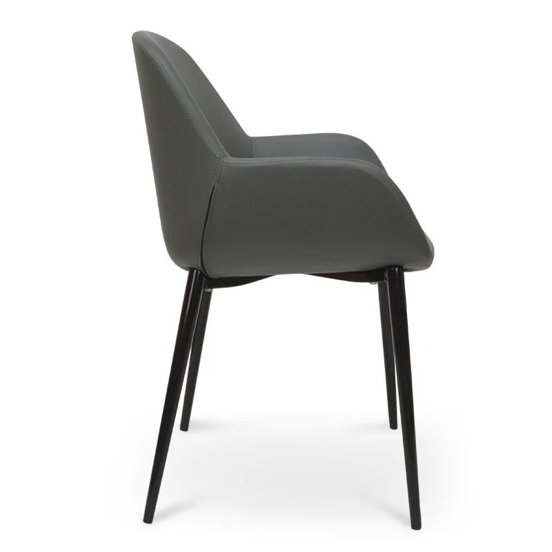 Ranino Dining Chair in Charcoal Grey PU With Black Legs (Set of 2)