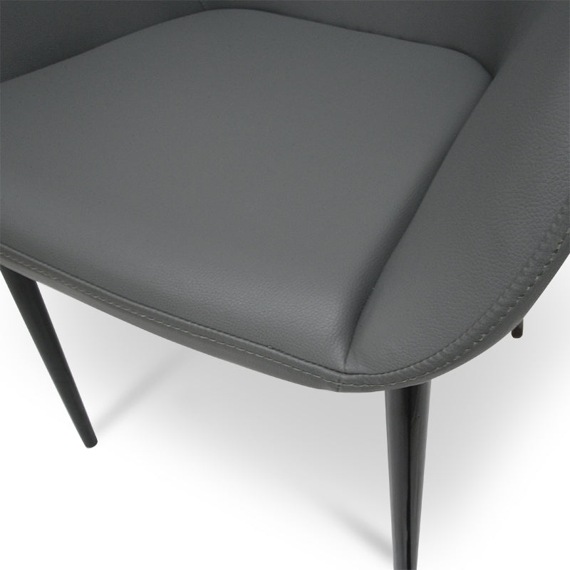 Dining Chair in Charcoal Grey PU With Black Legs (Set of 2) - image 8