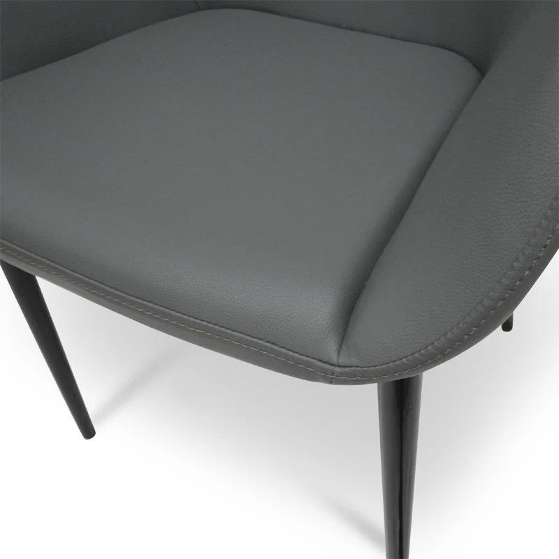 Ranino Dining Chair in Charcoal Grey PU With Black Legs (Set of 2)