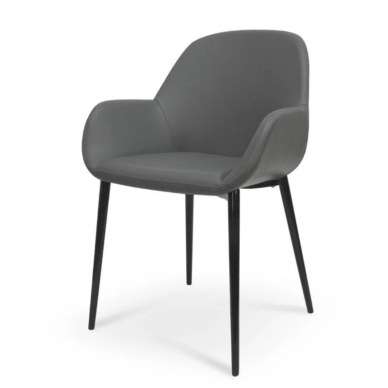 Showcasing Ranino Dining Chair in Charcoal Grey PU With Black Legs (Set of 2) DC962-SDx2 Dining Chair by Calibre Furniturs