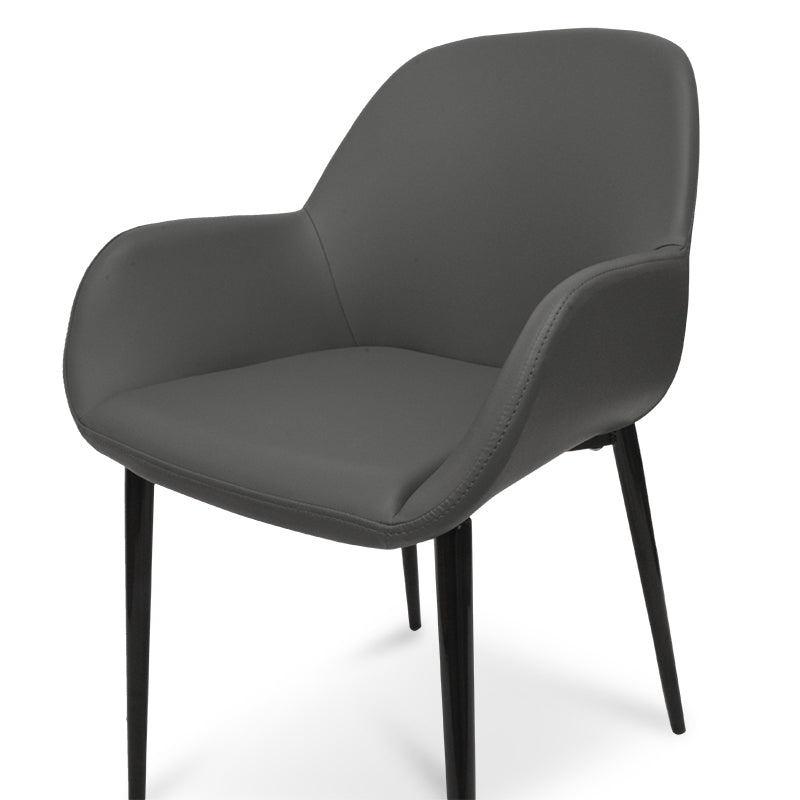 Dining Chair in Charcoal Grey PU With Black Legs (Set of 2) - image 3