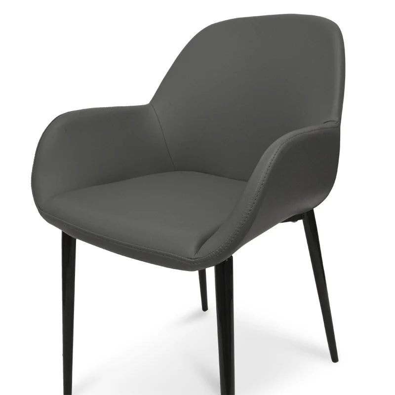 Showcasing Ranino Dining Chair in Charcoal Grey PU With Black Legs (Set of 2) DC962-SDx2 Dining Chair by Calibre Furniturs