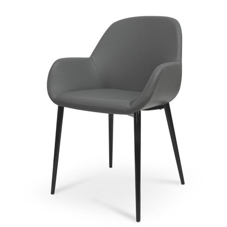 Dining Chair in Charcoal Grey With Black Legs