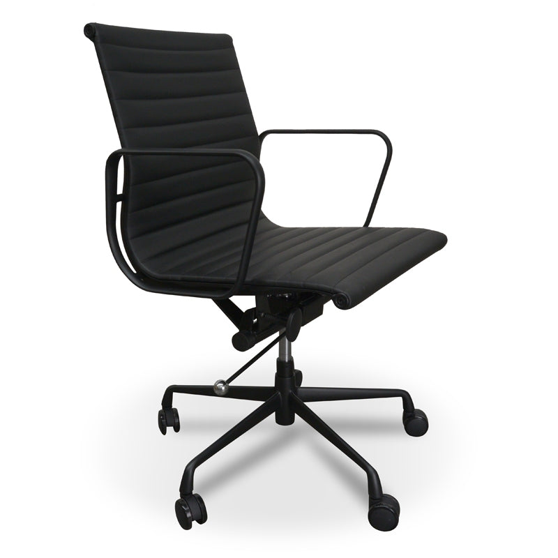 PU Leather Office Chair - Full Black - image 2