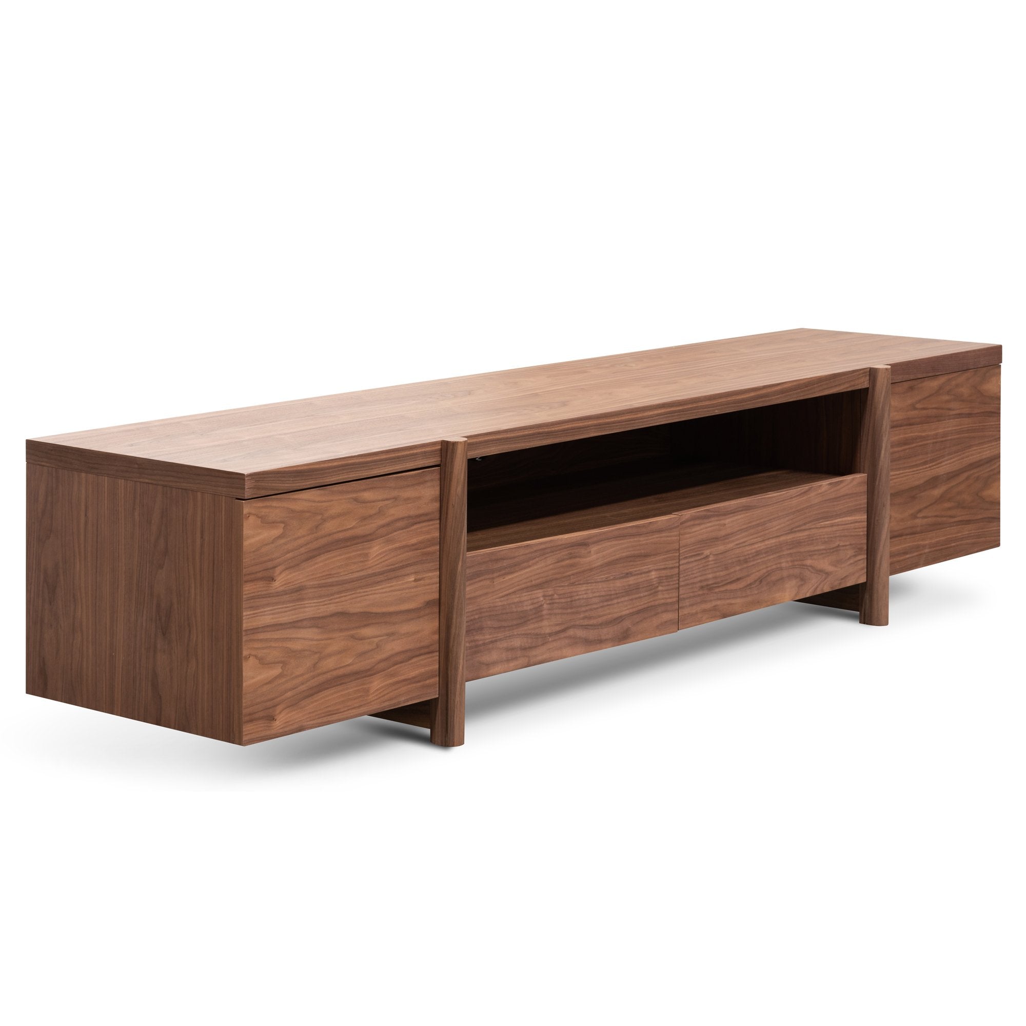 Lowline 2.1m Entertainment TV Unit In Walnut - Timber Legs