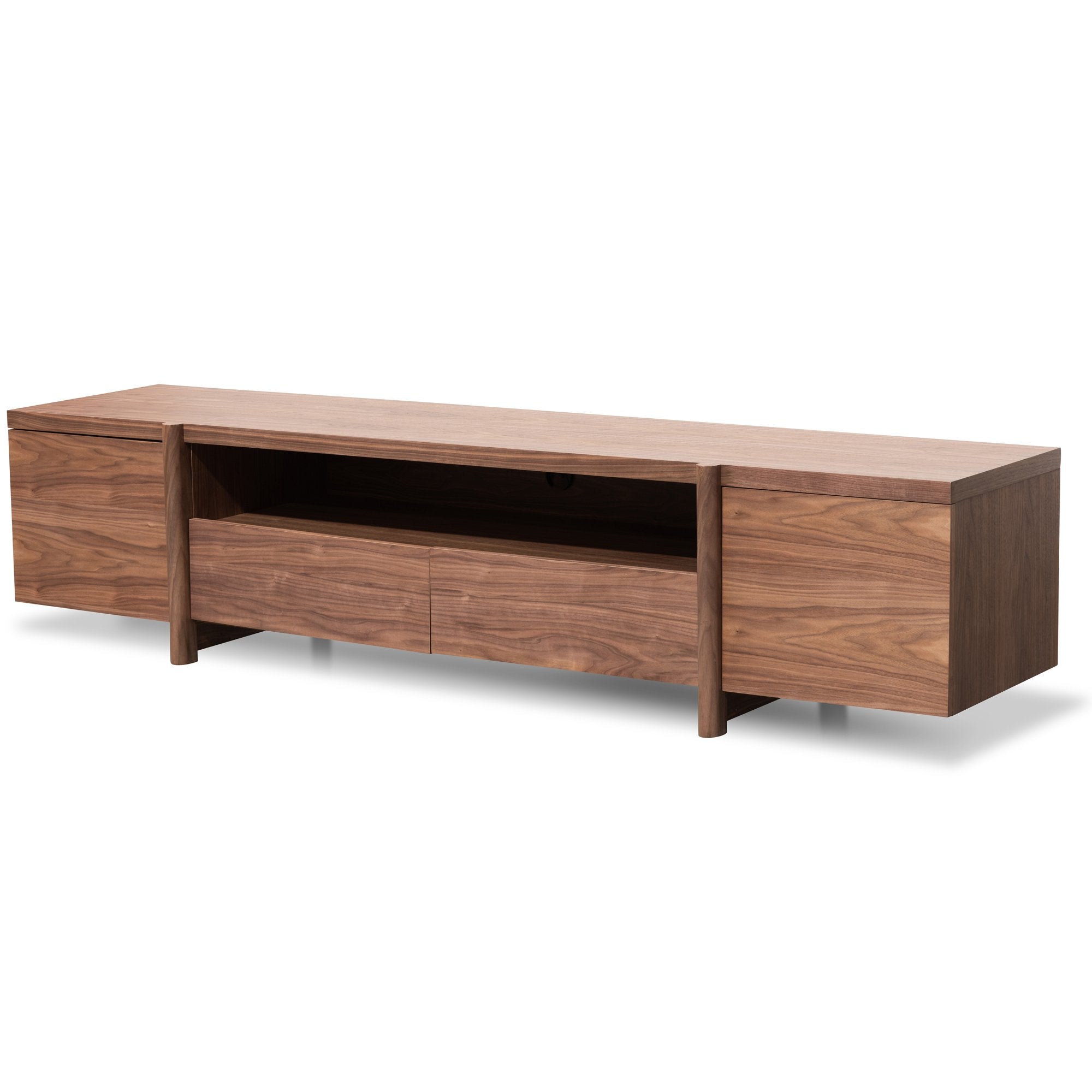 Lowline 2.1m Entertainment TV Unit In Walnut - Timber Legs