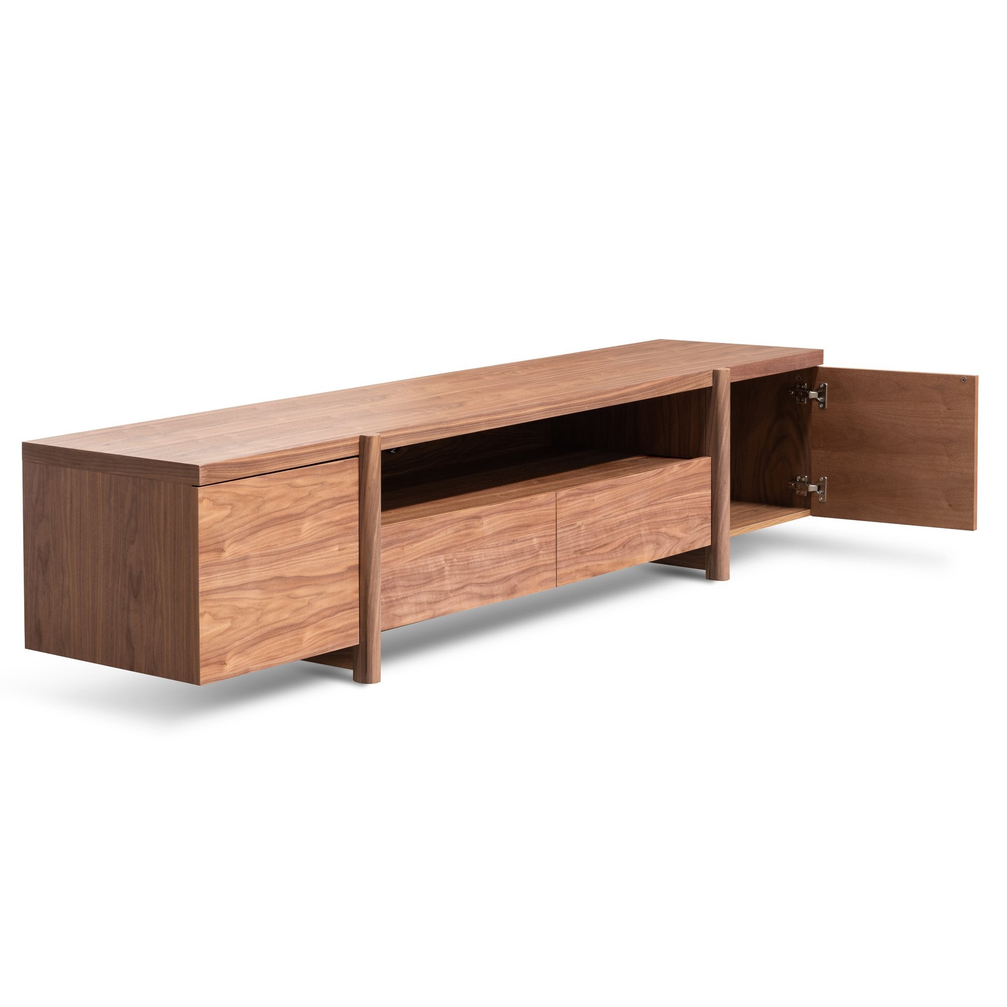 Lowline 2.1m Entertainment TV Unit In Walnut - Timber Legs