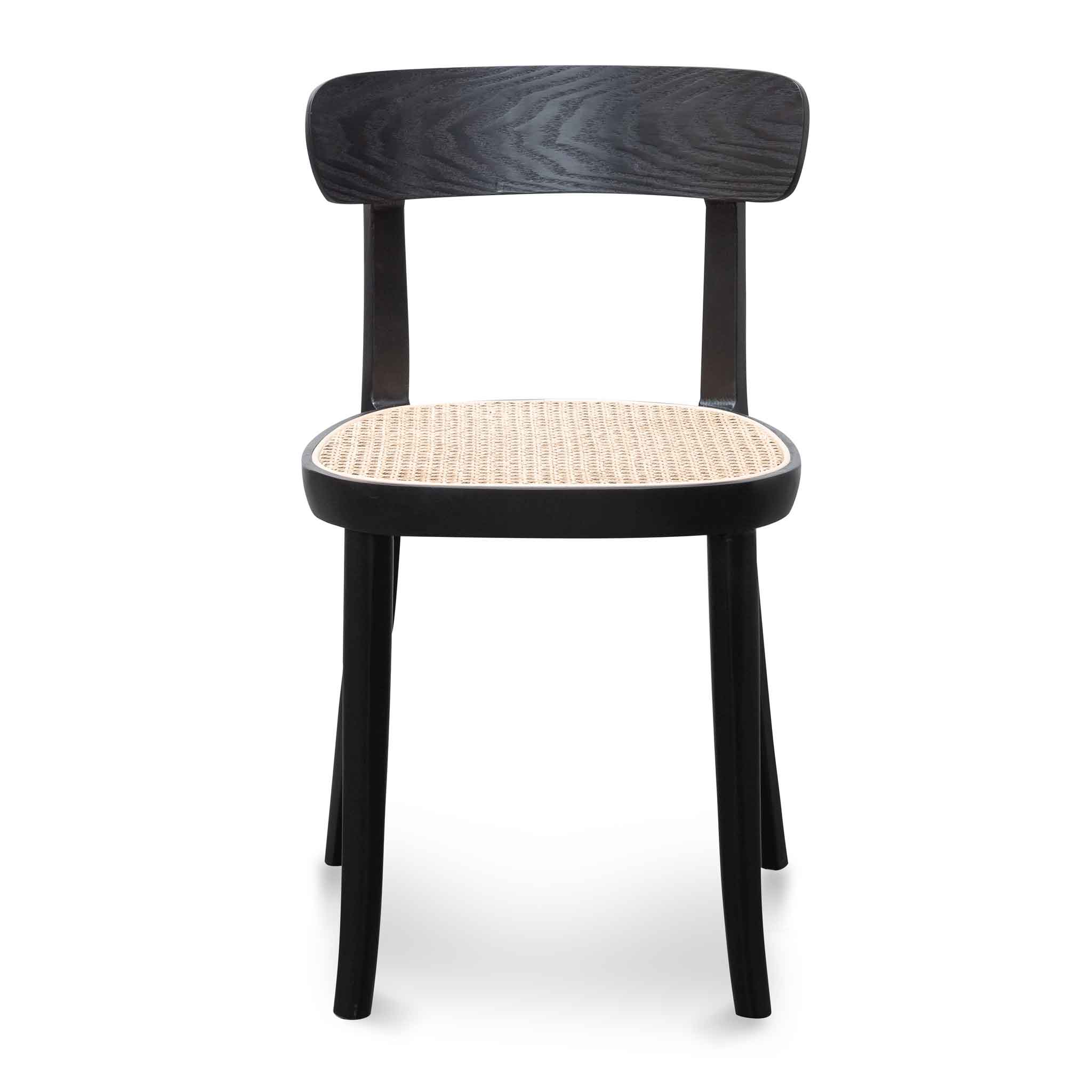 Set of 2 - Orval Rattan Dining Chair - Black with Natural Seat
