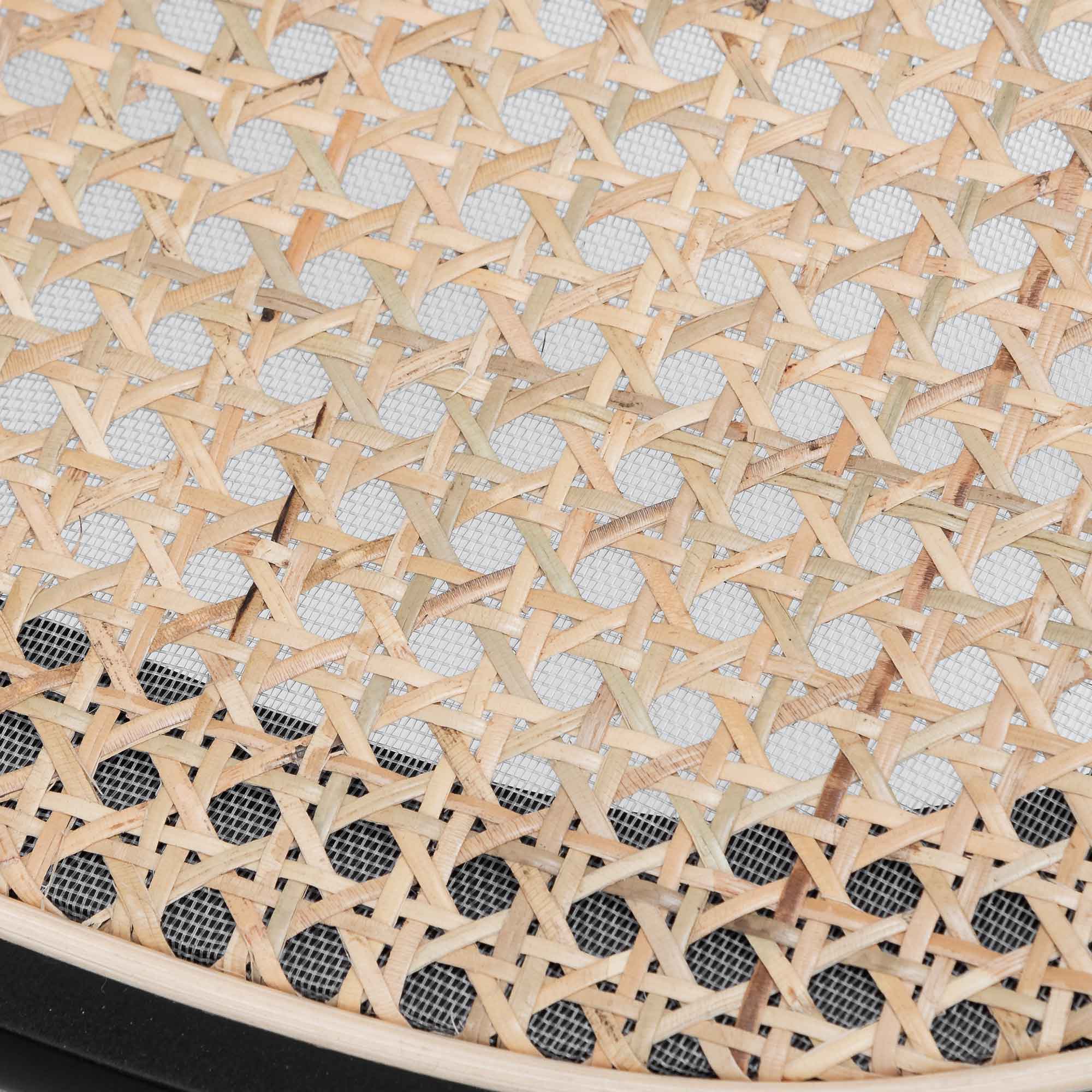 Set of 2 - Orval Rattan Dining Chair - Black with Natural Seat