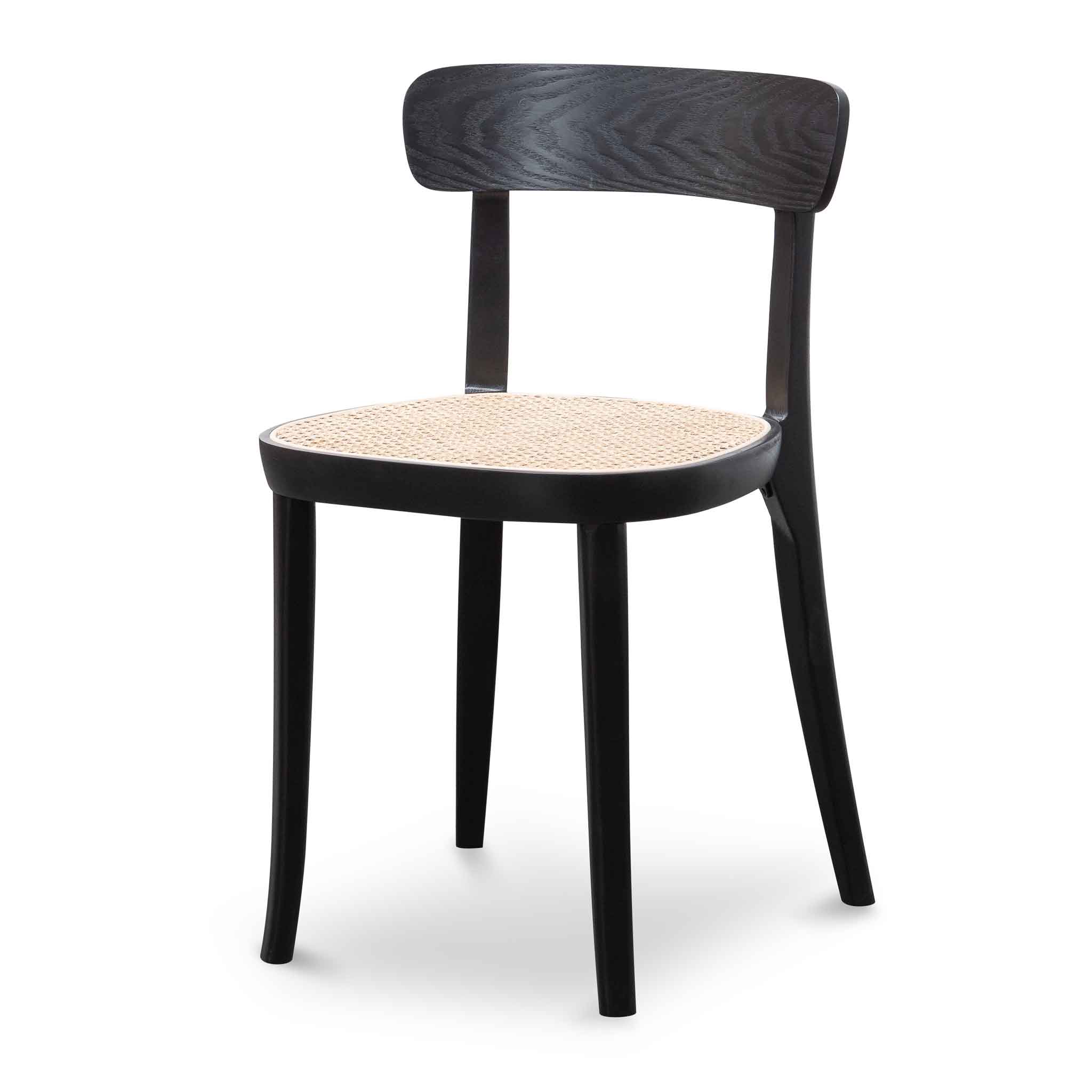 Set of 2 - Orval Rattan Dining Chair - Black with Natural Seat