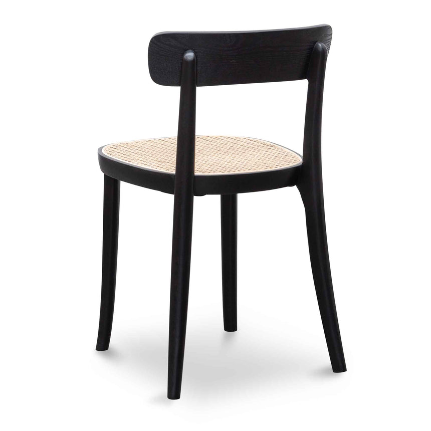 Rattan Dining Chair - Black with Natural Seat(Set of 2)