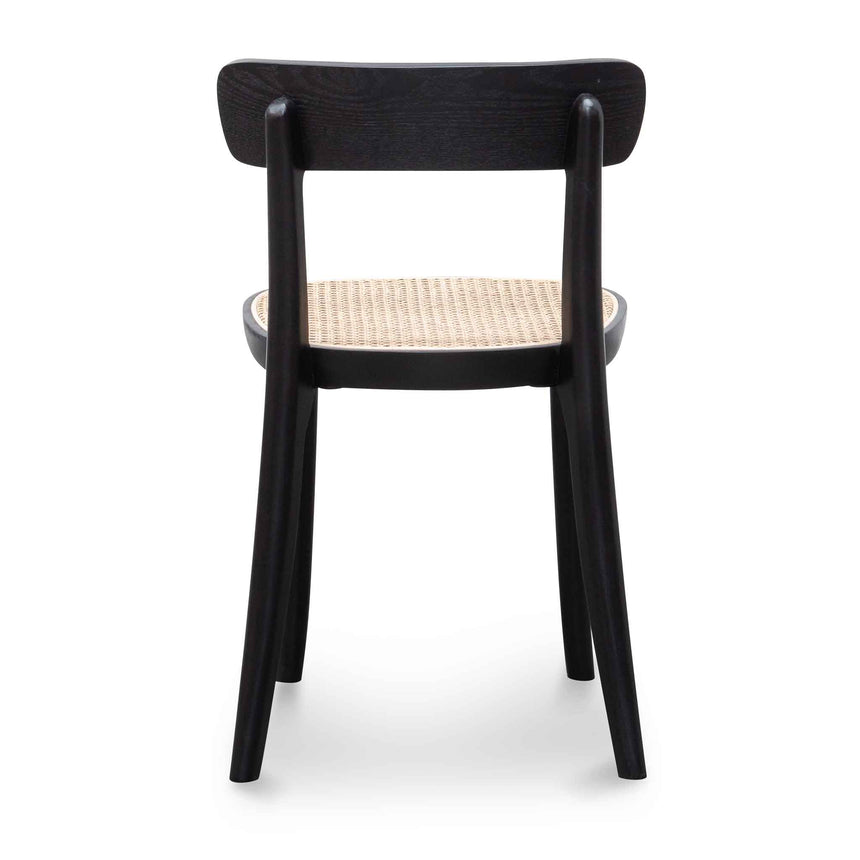 Rattan Dining Chair - Black with Natural Seat(Set of 2)