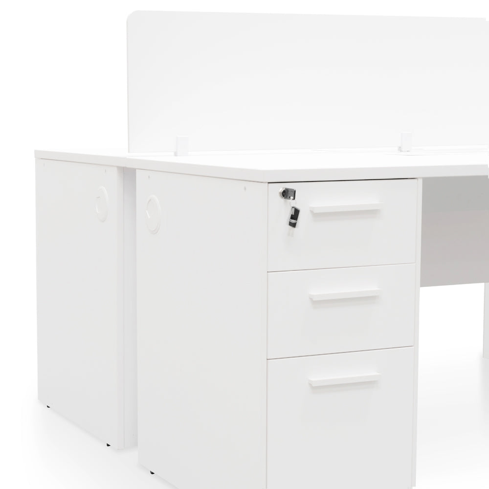 2 Seater 160cm Office Desk  With Privacy Screen - White - Upgraded Legs - image 6