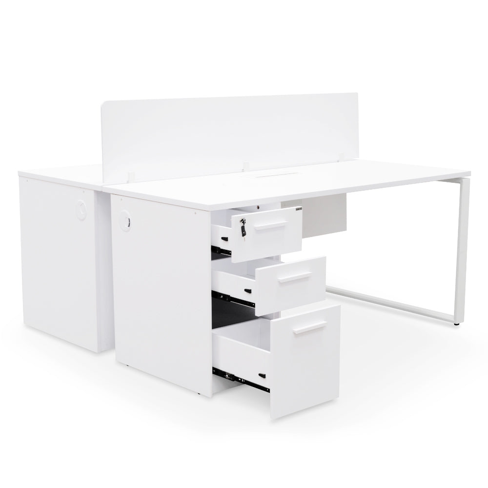 2 Seater 160cm Office Desk  With Privacy Screen - White - Upgraded Legs - image 5