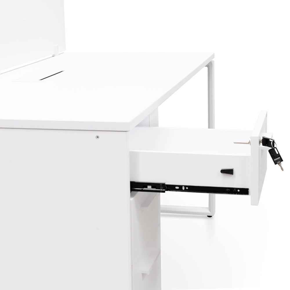 2 Seater 160cm Office Desk  With Privacy Screen - White - Upgraded Legs - image 4