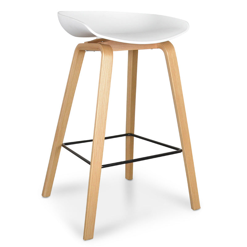 65cm Bar Stool in White And Natural